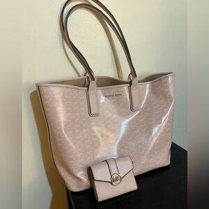Bundle of Michael Kors Pink Shoulder Bag with  a matching wallet